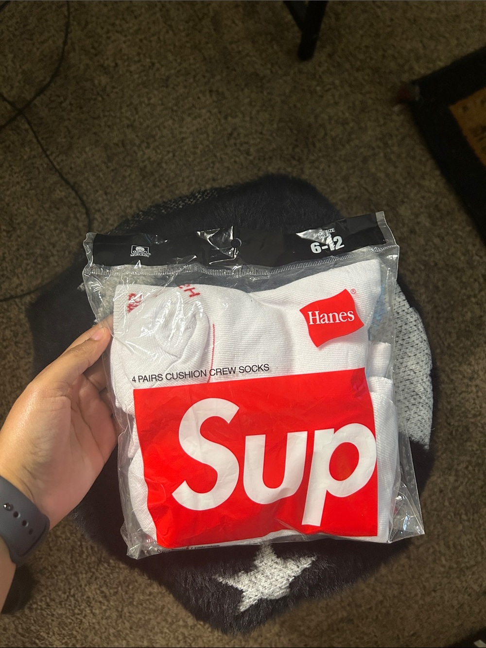 Hanes Supreme White Crew Socks - 4 Pack